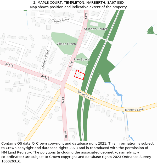 2, MAPLE COURT, TEMPLETON, NARBERTH, SA67 8SD: Location map and indicative extent of plot