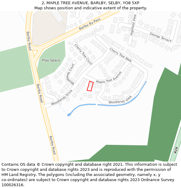2, MAPLE TREE AVENUE, BARLBY, SELBY, YO8 5XP: Location map and indicative extent of plot
