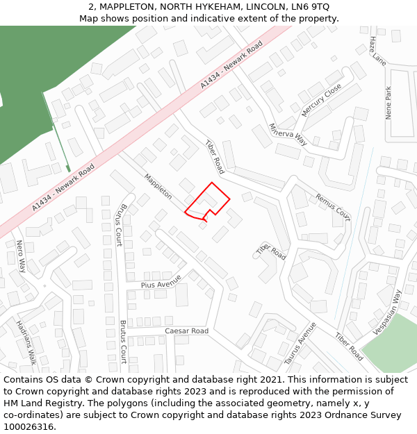 2, MAPPLETON, NORTH HYKEHAM, LINCOLN, LN6 9TQ: Location map and indicative extent of plot