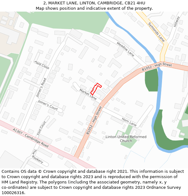2, MARKET LANE, LINTON, CAMBRIDGE, CB21 4HU: Location map and indicative extent of plot