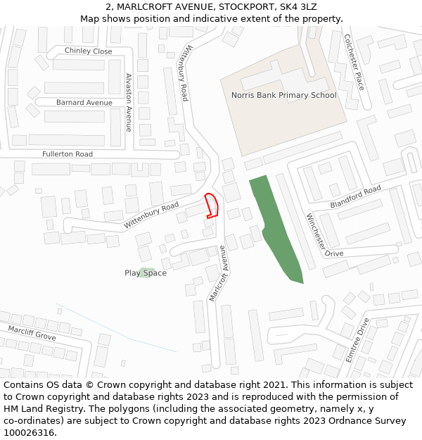 2, MARLCROFT AVENUE, STOCKPORT, SK4 3LZ: Location map and indicative extent of plot