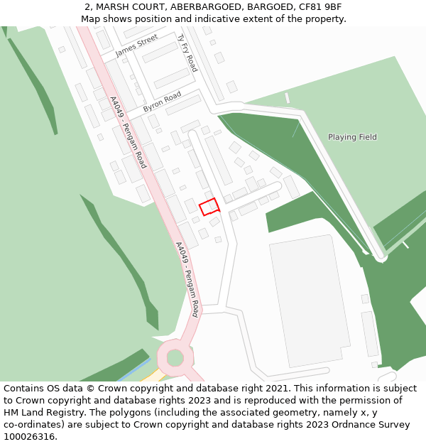 2, MARSH COURT, ABERBARGOED, BARGOED, CF81 9BF: Location map and indicative extent of plot