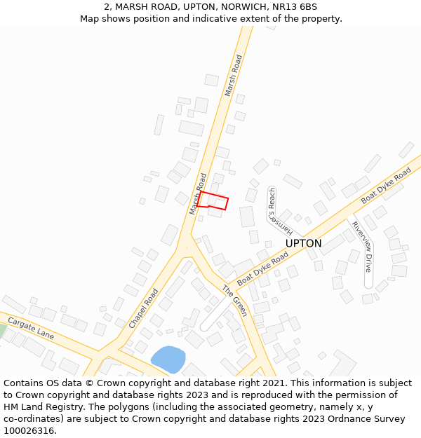 2, MARSH ROAD, UPTON, NORWICH, NR13 6BS: Location map and indicative extent of plot