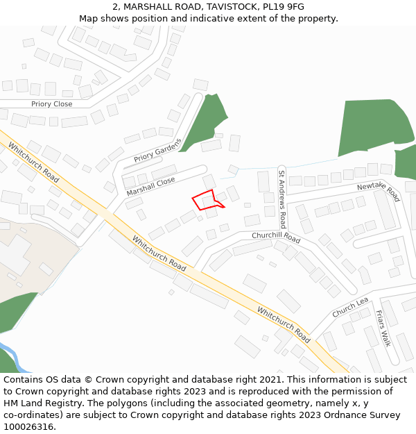2, MARSHALL ROAD, TAVISTOCK, PL19 9FG: Location map and indicative extent of plot