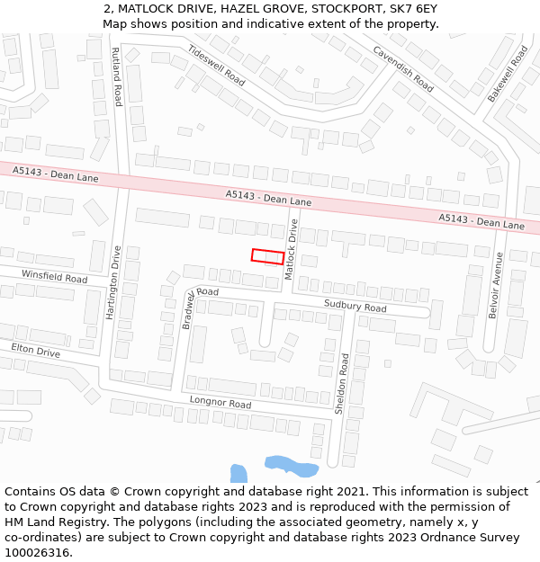 2, MATLOCK DRIVE, HAZEL GROVE, STOCKPORT, SK7 6EY: Location map and indicative extent of plot