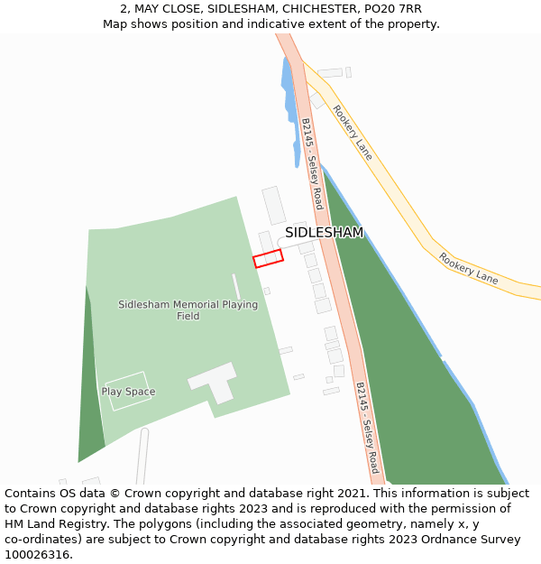 2, MAY CLOSE, SIDLESHAM, CHICHESTER, PO20 7RR: Location map and indicative extent of plot