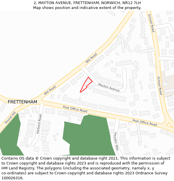 2, MAYTON AVENUE, FRETTENHAM, NORWICH, NR12 7LH: Location map and indicative extent of plot