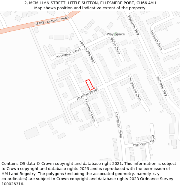 2, MCMILLAN STREET, LITTLE SUTTON, ELLESMERE PORT, CH66 4AH: Location map and indicative extent of plot