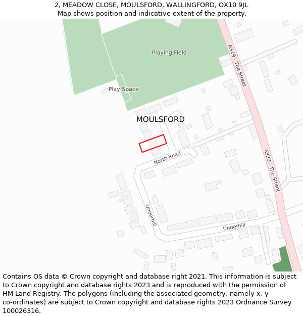 2, MEADOW CLOSE, MOULSFORD, WALLINGFORD, OX10 9JL: Location map and indicative extent of plot