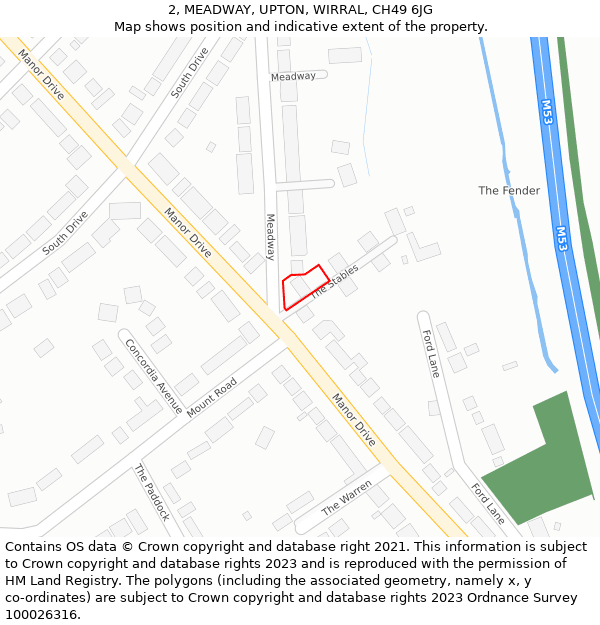 2, MEADWAY, UPTON, WIRRAL, CH49 6JG: Location map and indicative extent of plot