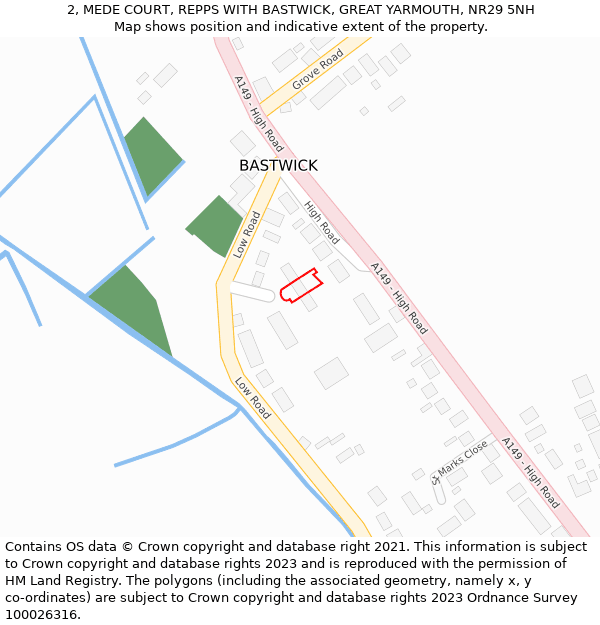 2, MEDE COURT, REPPS WITH BASTWICK, GREAT YARMOUTH, NR29 5NH: Location map and indicative extent of plot