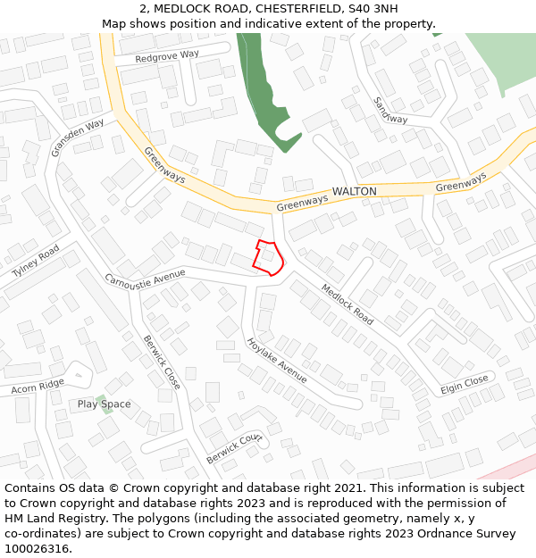 2, MEDLOCK ROAD, CHESTERFIELD, S40 3NH: Location map and indicative extent of plot