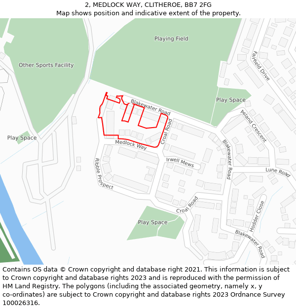 2, MEDLOCK WAY, CLITHEROE, BB7 2FG: Location map and indicative extent of plot