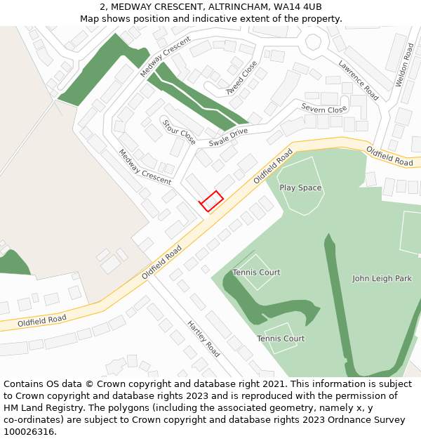 2, MEDWAY CRESCENT, ALTRINCHAM, WA14 4UB: Location map and indicative extent of plot