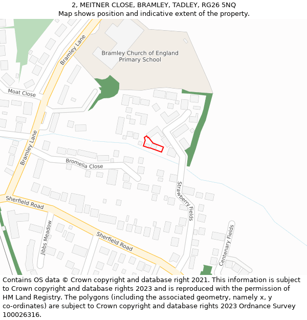 2, MEITNER CLOSE, BRAMLEY, TADLEY, RG26 5NQ: Location map and indicative extent of plot