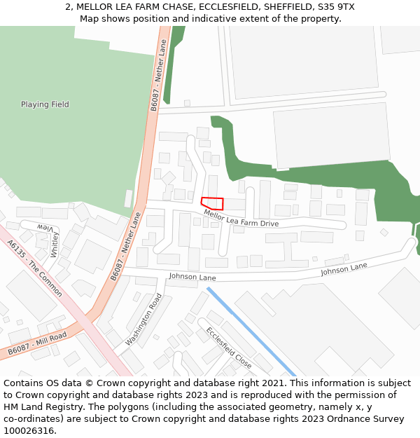 2, MELLOR LEA FARM CHASE, ECCLESFIELD, SHEFFIELD, S35 9TX: Location map and indicative extent of plot