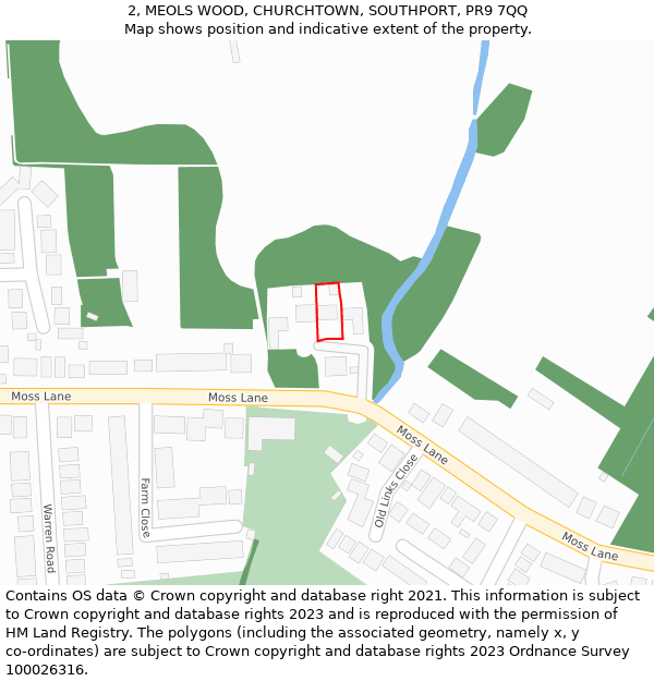 2, MEOLS WOOD, CHURCHTOWN, SOUTHPORT, PR9 7QQ: Location map and indicative extent of plot