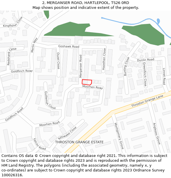 2, MERGANSER ROAD, HARTLEPOOL, TS26 0RD: Location map and indicative extent of plot