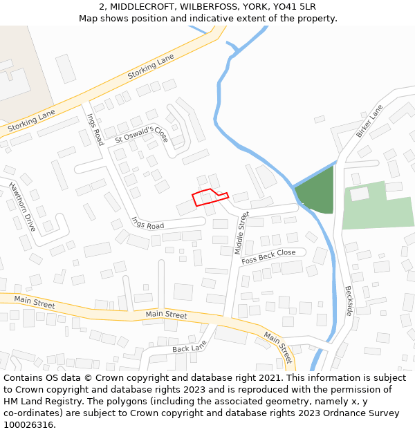 2, MIDDLECROFT, WILBERFOSS, YORK, YO41 5LR: Location map and indicative extent of plot