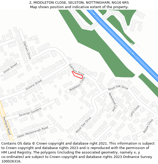 2, MIDDLETON CLOSE, SELSTON, NOTTINGHAM, NG16 6RS: Location map and indicative extent of plot