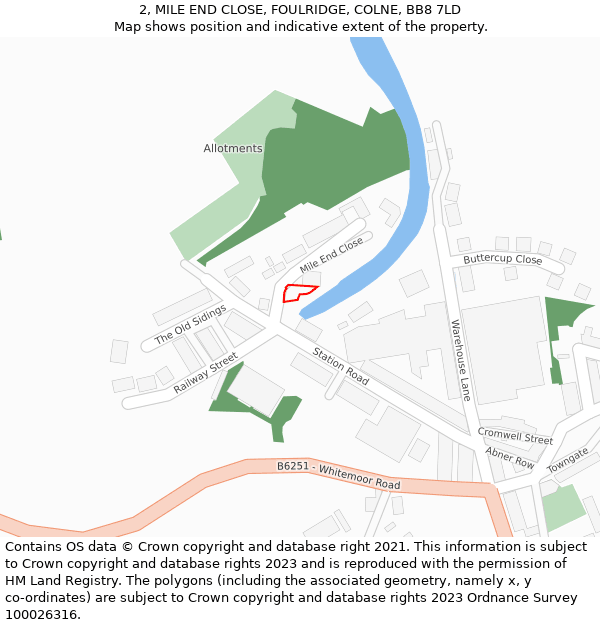 2, MILE END CLOSE, FOULRIDGE, COLNE, BB8 7LD: Location map and indicative extent of plot