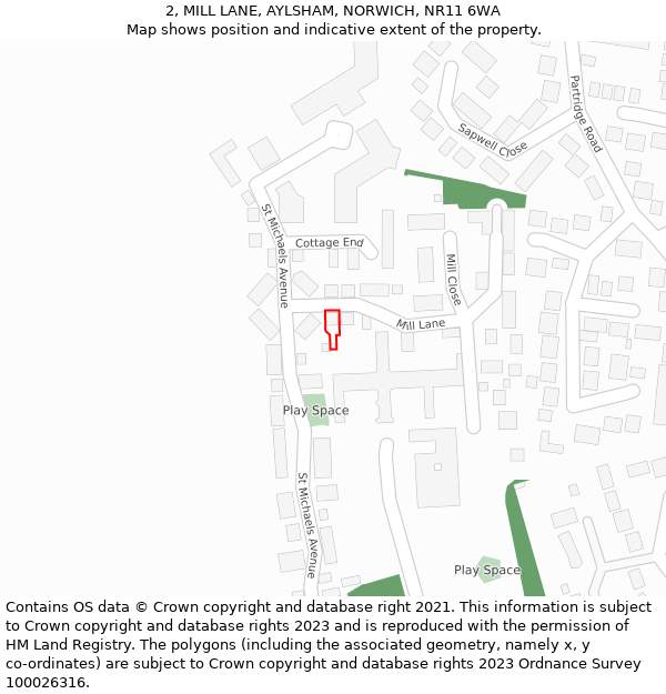 2, MILL LANE, AYLSHAM, NORWICH, NR11 6WA: Location map and indicative extent of plot
