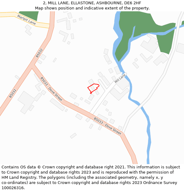 2, MILL LANE, ELLASTONE, ASHBOURNE, DE6 2HF: Location map and indicative extent of plot