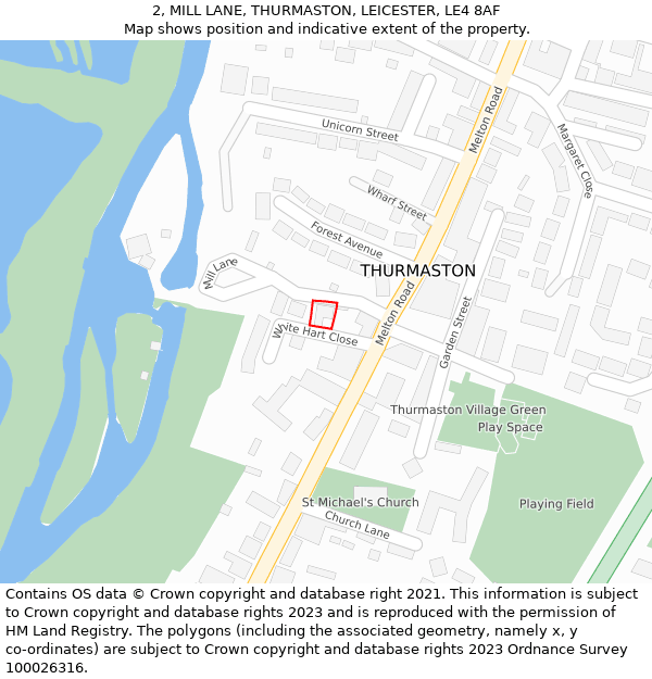 2, MILL LANE, THURMASTON, LEICESTER, LE4 8AF: Location map and indicative extent of plot