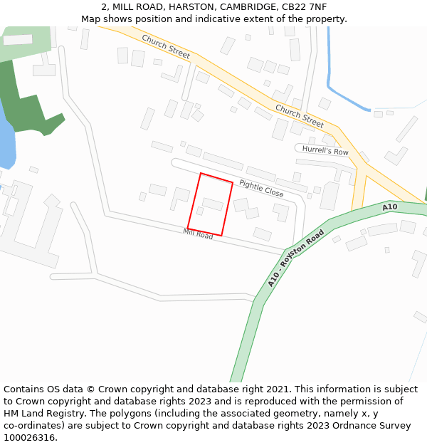 2, MILL ROAD, HARSTON, CAMBRIDGE, CB22 7NF: Location map and indicative extent of plot