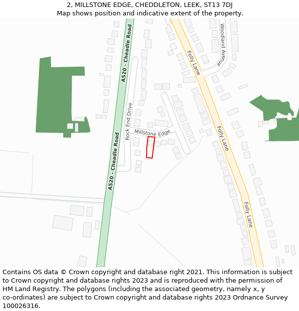 2, MILLSTONE EDGE, CHEDDLETON, LEEK, ST13 7DJ: Location map and indicative extent of plot