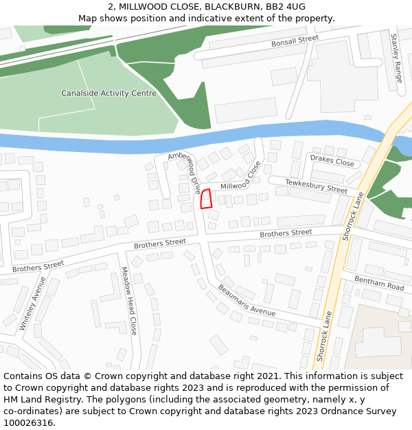 2, MILLWOOD CLOSE, BLACKBURN, BB2 4UG: Location map and indicative extent of plot