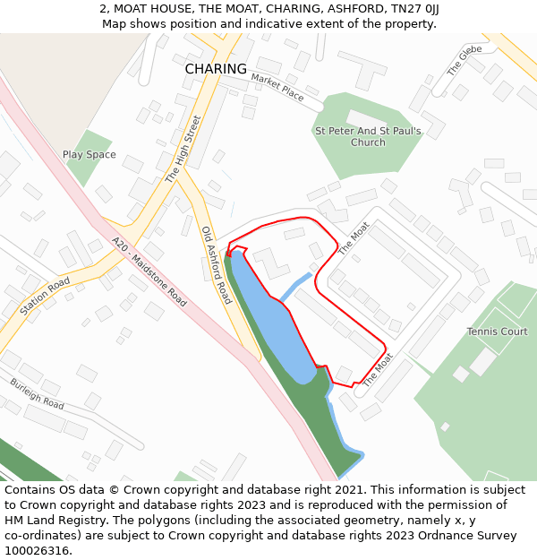 2, MOAT HOUSE, THE MOAT, CHARING, ASHFORD, TN27 0JJ: Location map and indicative extent of plot