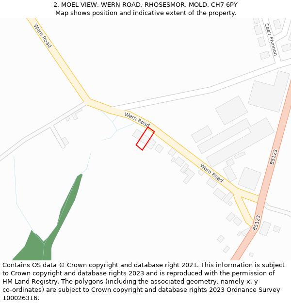 2, MOEL VIEW, WERN ROAD, RHOSESMOR, MOLD, CH7 6PY: Location map and indicative extent of plot