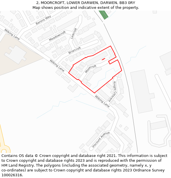 2, MOORCROFT, LOWER DARWEN, DARWEN, BB3 0RY: Location map and indicative extent of plot