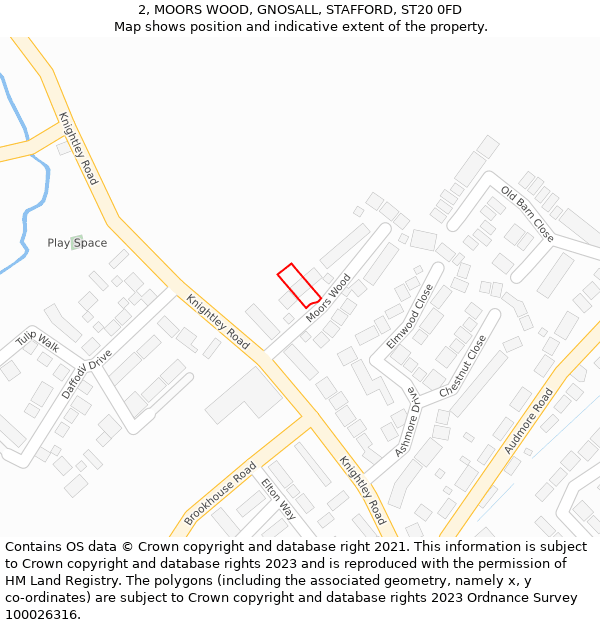 2, MOORS WOOD, GNOSALL, STAFFORD, ST20 0FD: Location map and indicative extent of plot