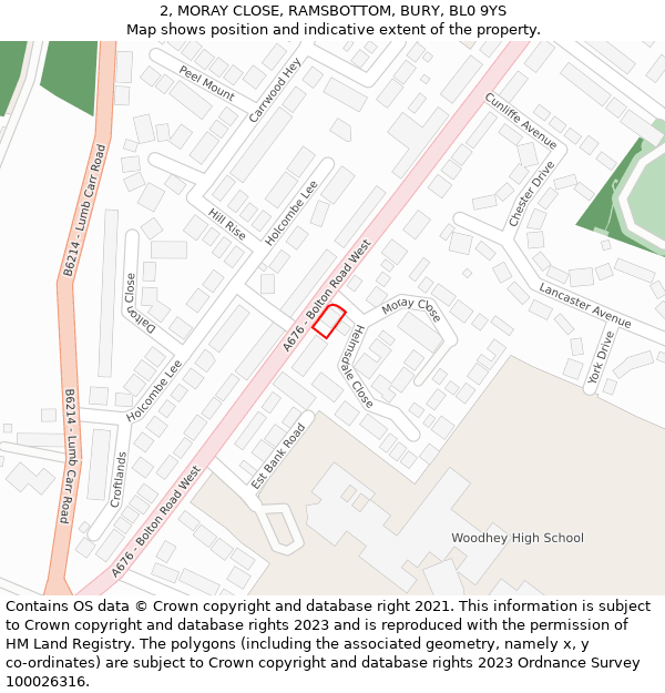 2, MORAY CLOSE, RAMSBOTTOM, BURY, BL0 9YS: Location map and indicative extent of plot