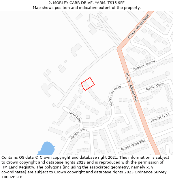 2, MORLEY CARR DRIVE, YARM, TS15 9FE: Location map and indicative extent of plot