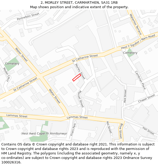 2, MORLEY STREET, CARMARTHEN, SA31 1RB: Location map and indicative extent of plot