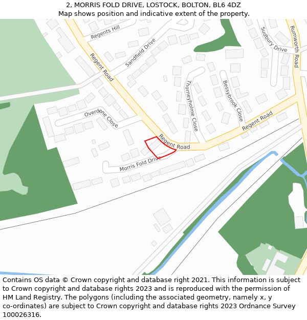 2, MORRIS FOLD DRIVE, LOSTOCK, BOLTON, BL6 4DZ: Location map and indicative extent of plot