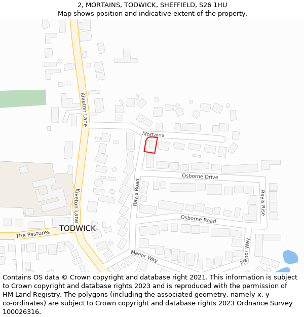 2, MORTAINS, TODWICK, SHEFFIELD, S26 1HU: Location map and indicative extent of plot