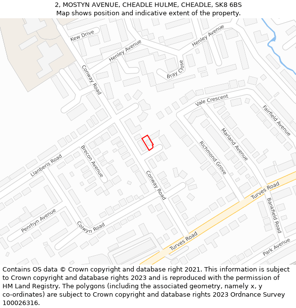 2, MOSTYN AVENUE, CHEADLE HULME, CHEADLE, SK8 6BS: Location map and indicative extent of plot
