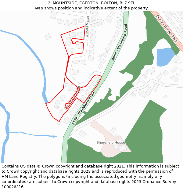 2, MOUNTSIDE, EGERTON, BOLTON, BL7 9EL: Location map and indicative extent of plot