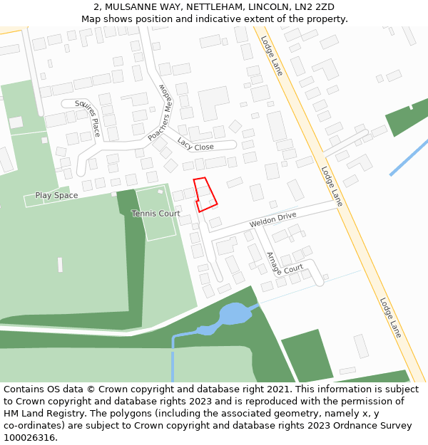 2, MULSANNE WAY, NETTLEHAM, LINCOLN, LN2 2ZD: Location map and indicative extent of plot