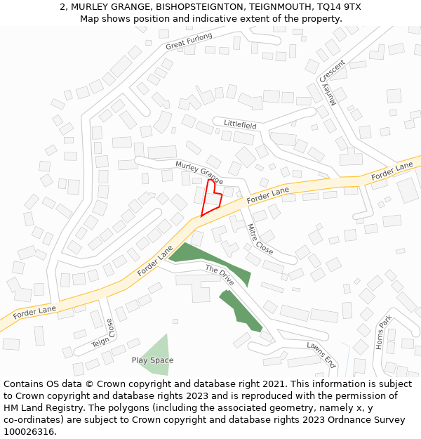 2, MURLEY GRANGE, BISHOPSTEIGNTON, TEIGNMOUTH, TQ14 9TX: Location map and indicative extent of plot