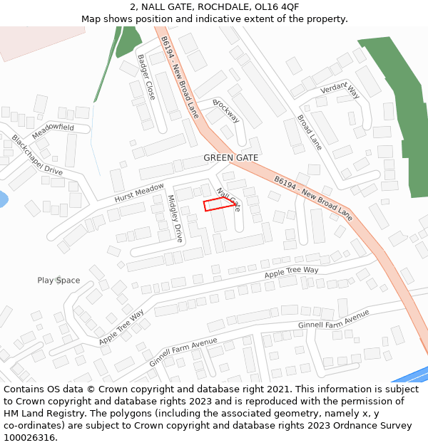 2, NALL GATE, ROCHDALE, OL16 4QF: Location map and indicative extent of plot