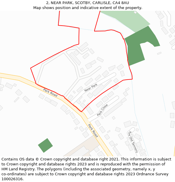 2, NEAR PARK, SCOTBY, CARLISLE, CA4 8AU: Location map and indicative extent of plot