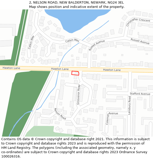 2, NELSON ROAD, NEW BALDERTON, NEWARK, NG24 3EL: Location map and indicative extent of plot