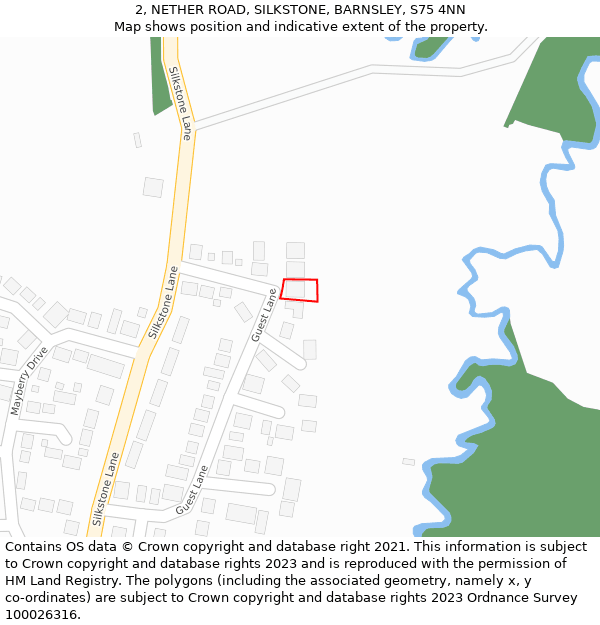 2, NETHER ROAD, SILKSTONE, BARNSLEY, S75 4NN: Location map and indicative extent of plot