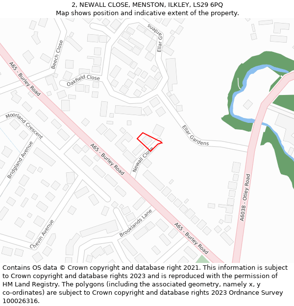 2, NEWALL CLOSE, MENSTON, ILKLEY, LS29 6PQ: Location map and indicative extent of plot