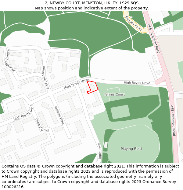 2, NEWBY COURT, MENSTON, ILKLEY, LS29 6QS: Location map and indicative extent of plot